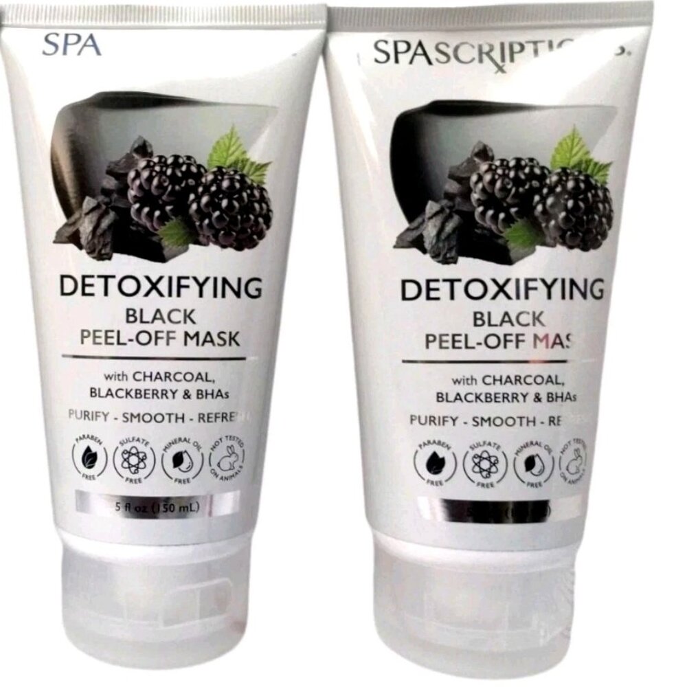 2X Spa scriptions DETOXIFYING Black Peel-off Mask w/ Charcoal, Blackberry 5oz